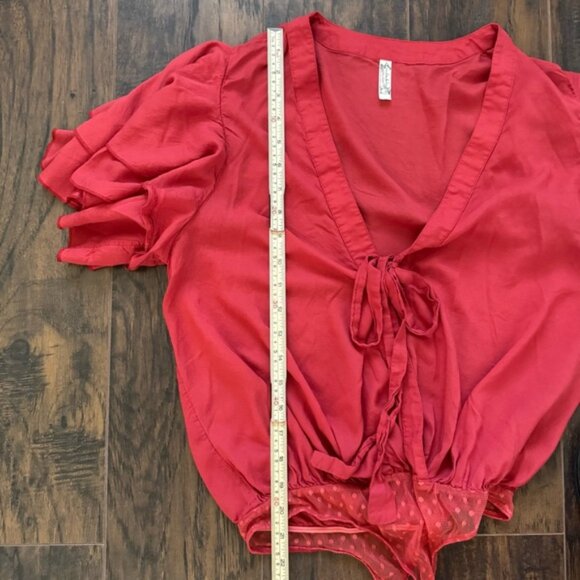 Intimately Free People Medium Red Call Me Later Red Bodysuit - Picture 7 of 9